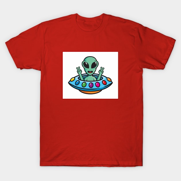 Alien UFO Peace Man! T-Shirt by The Galactic Patriot